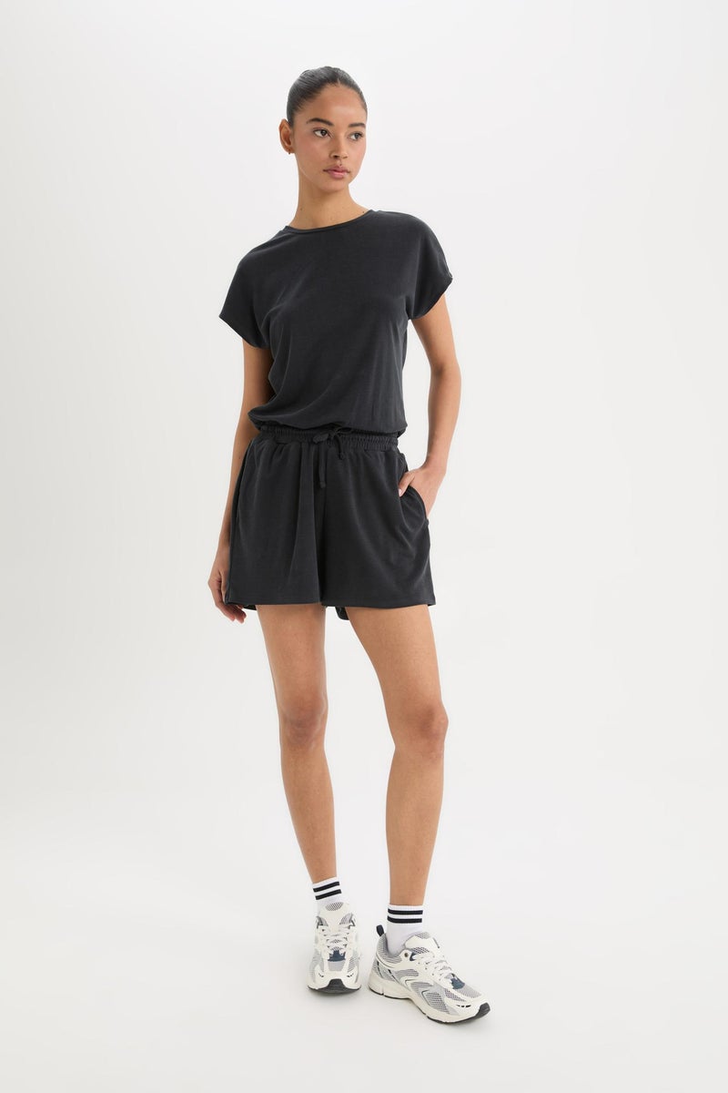 DeFacto Black Woman DeFactoFit Standard Fit Crew Neck Basic Sports Jumpsuit Casual - Image 5